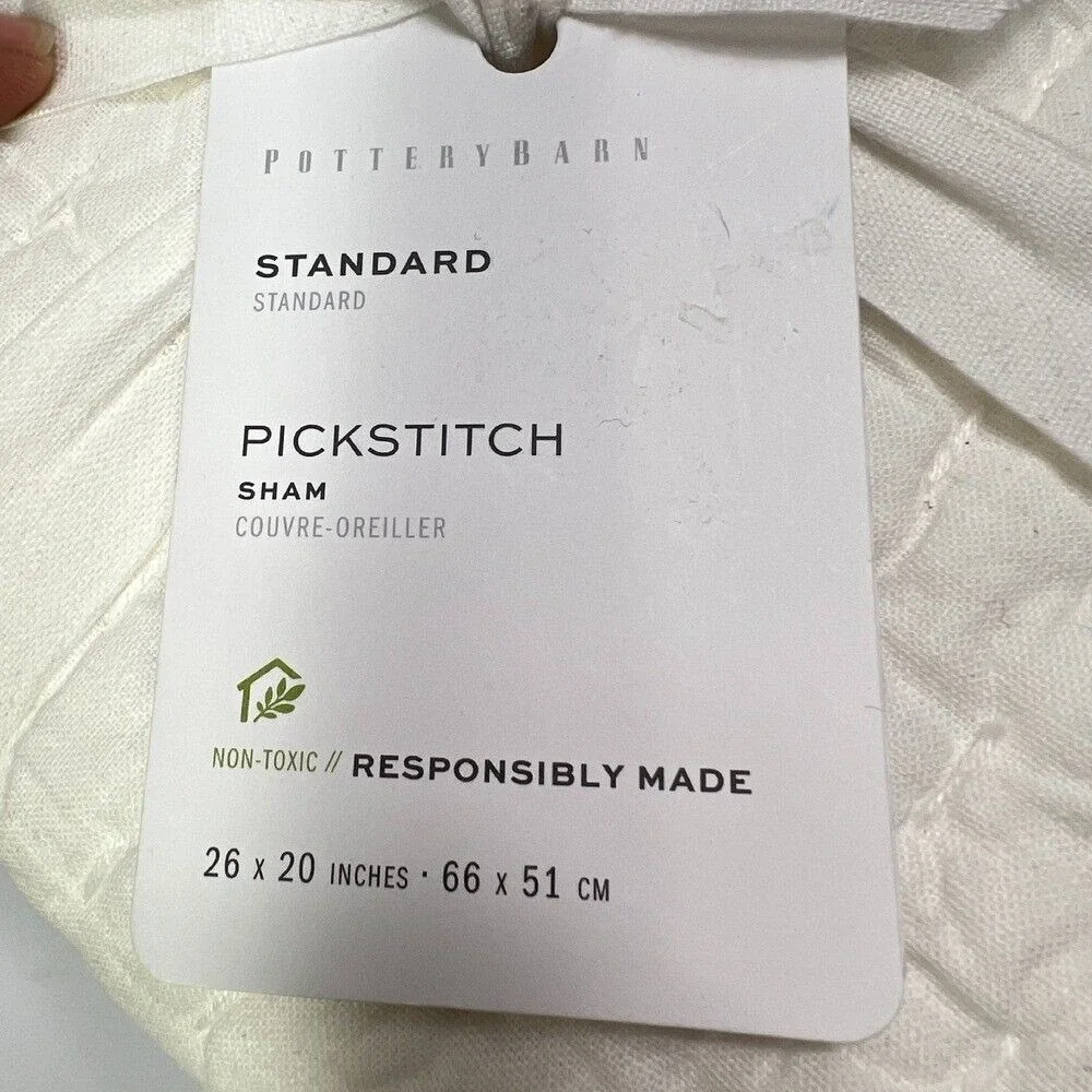 Pottery Barn Pickstitch Sham‎ Standard Size Responsibly Made Non-Toxic